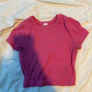 pink cropped garage tee